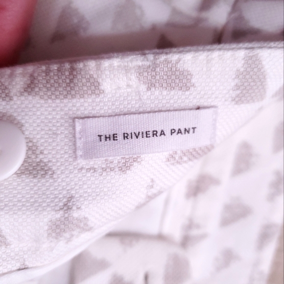 Loft ankle pants cream tan triangle print Marisa Rivera pant cotton 2 P 2 Petite - Picture 10 of 15